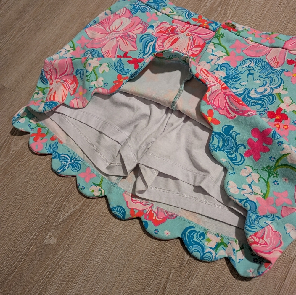 Lilly Pulitzer Skort Colette Hem Knit Surf Blue Luscious Lions - Picture 6 of 10